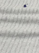 RL cable knit polo-heather grey